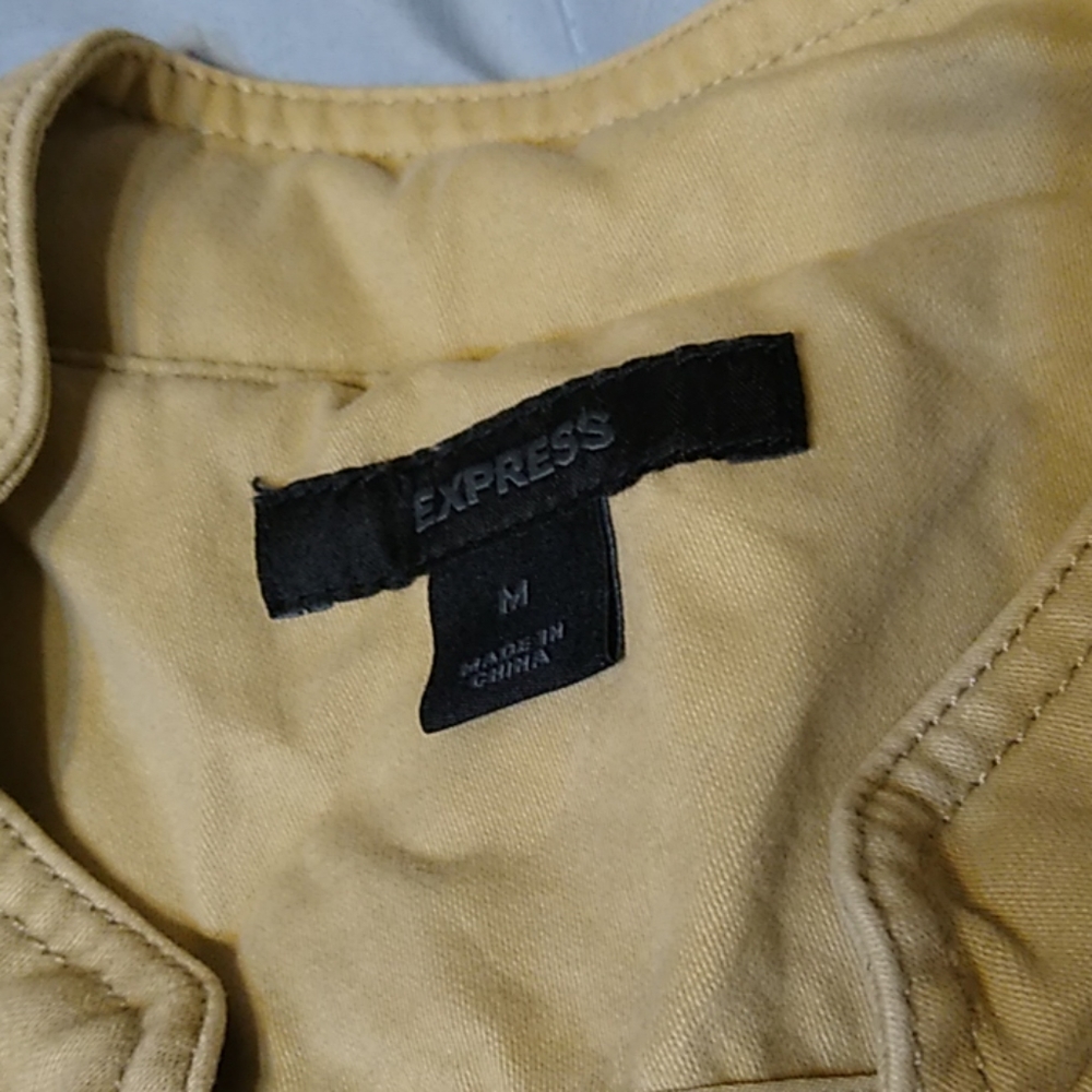 Express Tan Jacket Four Pockets Button Up Medium - image 3